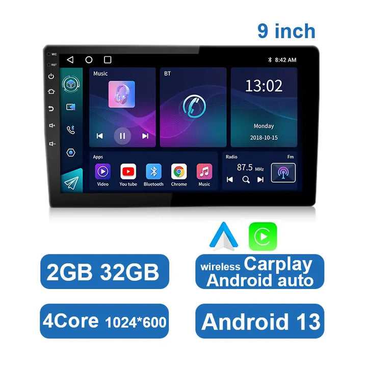 Universal Android Car Radio with Touchscreen, GPS, and Wireless CarPlay