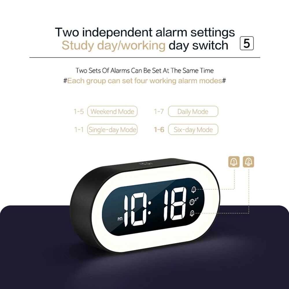 Reloj despertador digital con luz nocturna - Lumino
