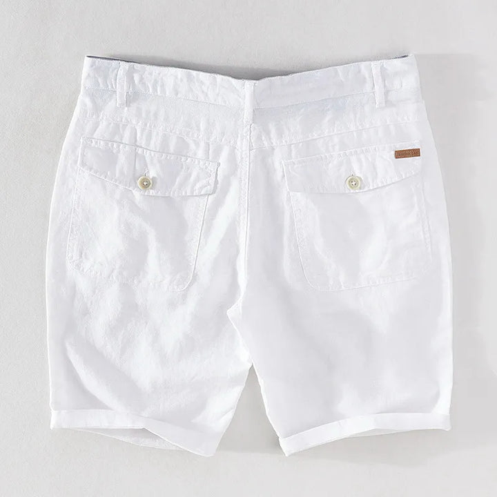 Strandshorts Herren Leinen-Baumwolle Sommerlook mit Knopfverschluss - Sandro