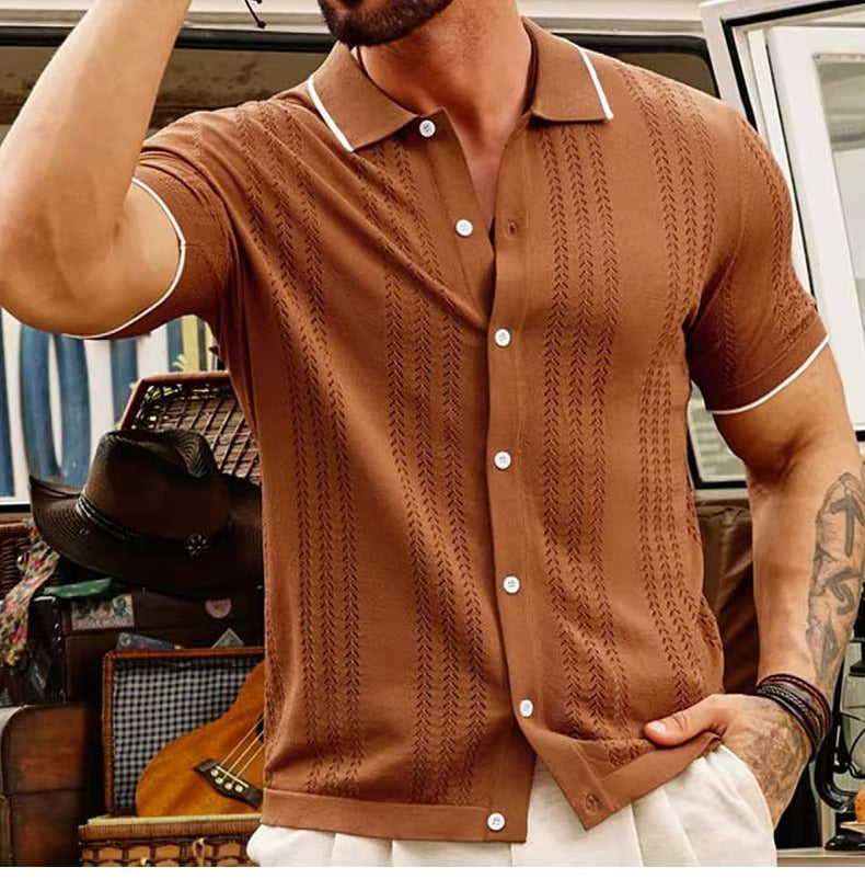 Breathable & Classic Cotton Knit Polo Shirt for Men – Leano