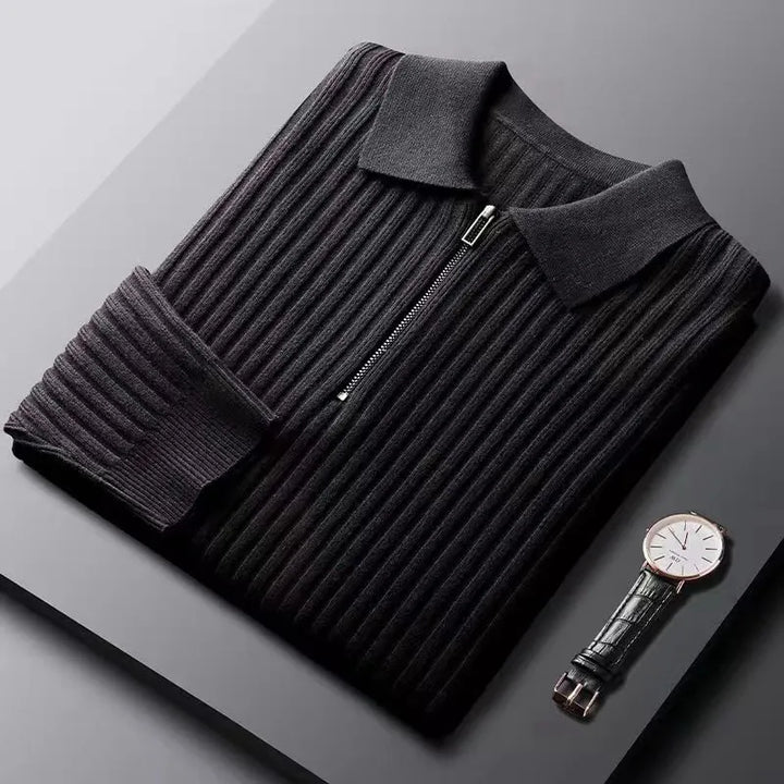 Men's Merino Polo Sweater with Zipper - Ethan