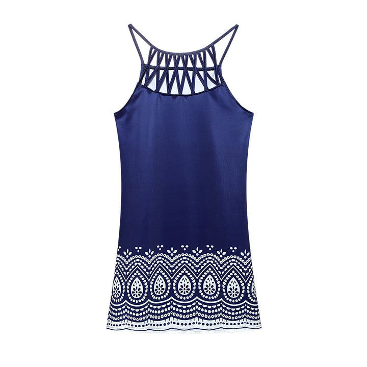 Túnica de verano moderna con estampado étnico y tirantes finos – Kiara