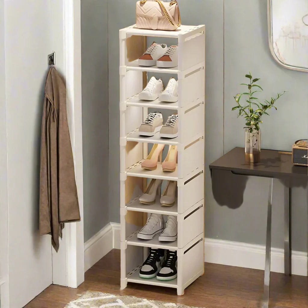 Pladsbesparende metalramme skohylde med 6/8 lag – Liora
