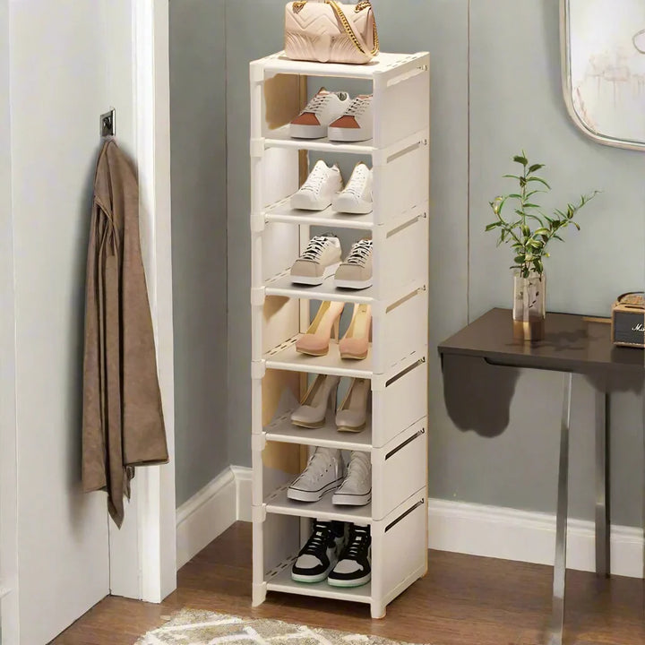 Pladsbesparende metalramme skohylde med 6/8 lag – Liora