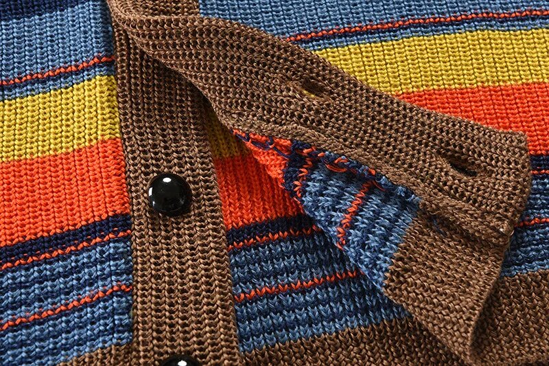 Men's Knit Cardigan with Colourblock and Geometric Pattern – Leandro