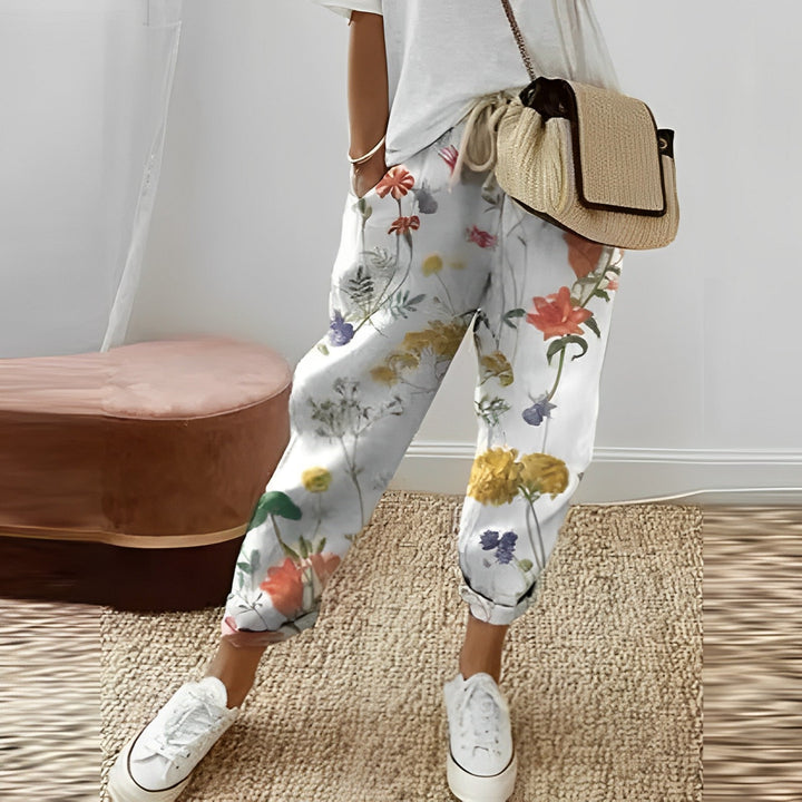 Boho damebukse med bladmønster – Selina