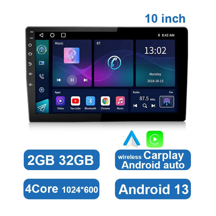 Universal Android Car Radio with Touchscreen, GPS, and Wireless CarPlay