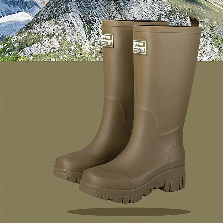 Damen Chelsea-Regenstiefeletten wasserdicht mit Blockabsatz & Profilsohle – Saphira