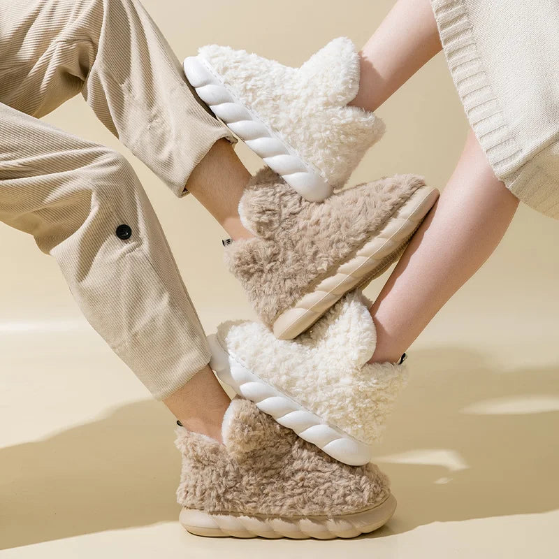 Varme dames hjemmesko i bomuld og plysdyr – CozySteps