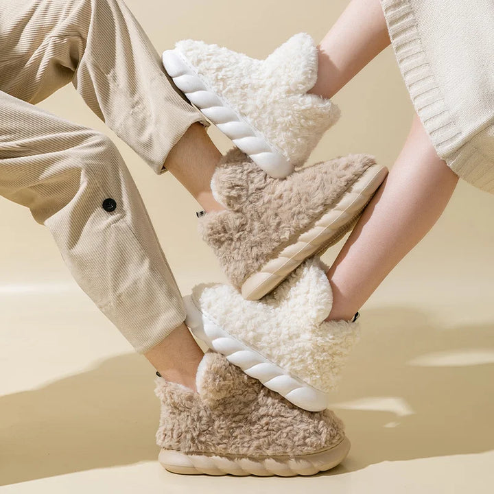 Varme dames hjemmesko i bomuld og plysdyr – CozySteps