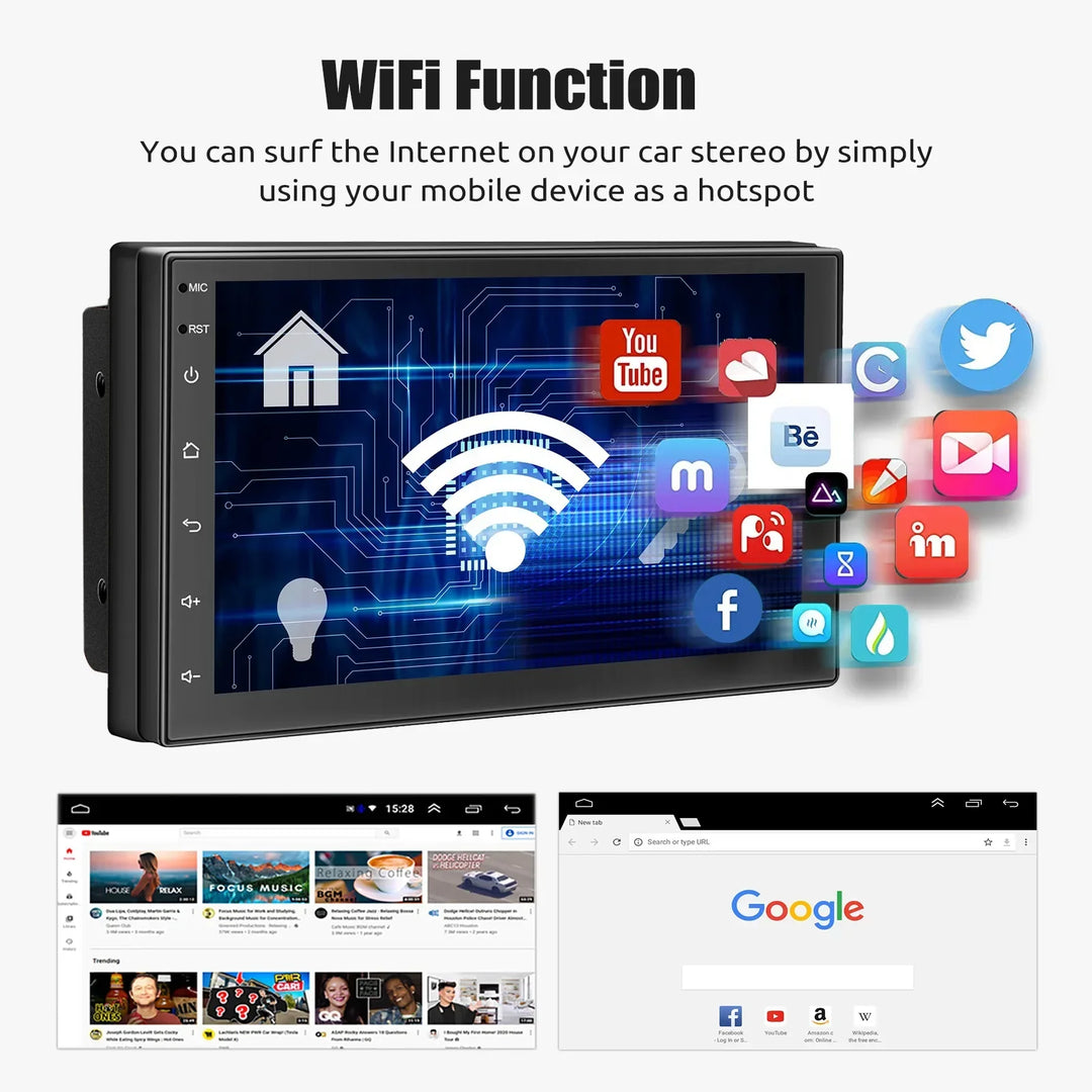 Universal Android Car Radio with Touchscreen, GPS, and Wireless CarPlay