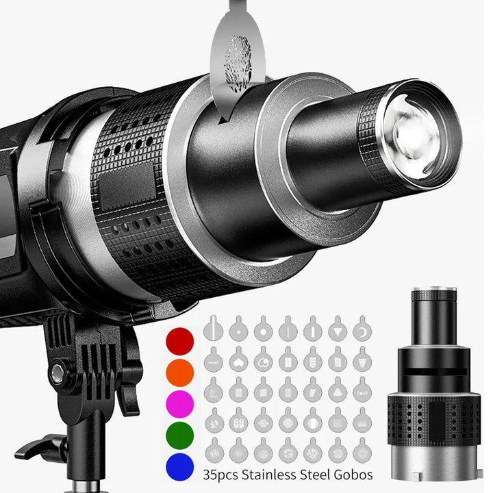Optical Spotlight Cone Lens Set with 35 Gobos & Bowens Mount – Lumina
