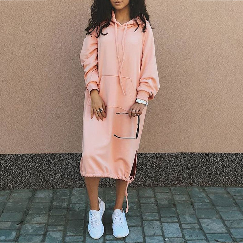 Stylish Long Hoodie Dress - Elina