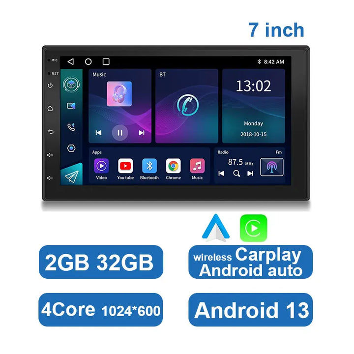 Universal Android Car Radio with Touchscreen, GPS, and Wireless CarPlay