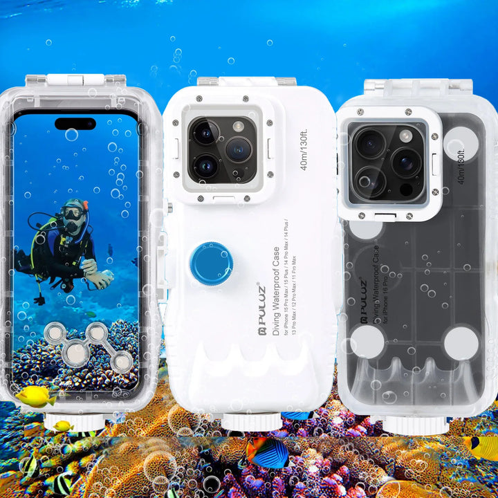 Vandtæt dykkeretui til iPhone med 40 m dybdebeskyttelse og touch-kontrol – AquaShield