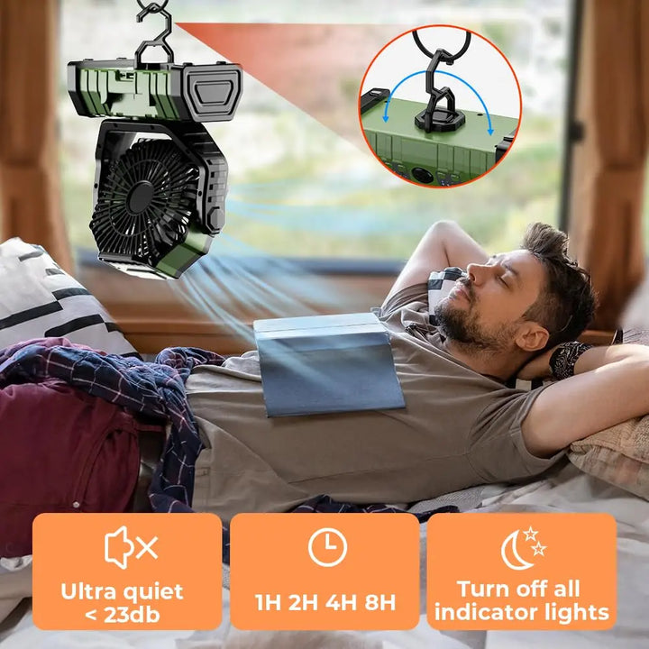 Campingventilator med 20.000mAh batteri, LED-lys og fjernbetjening – AirMate