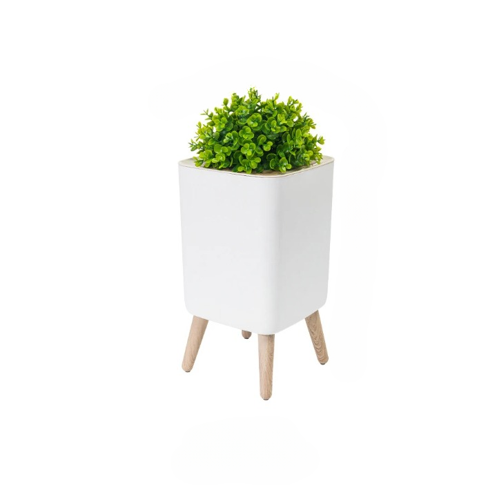 Wood High-Base Trash Can with Press Lid – EcoBin