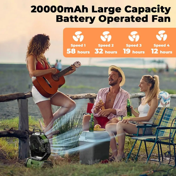 Campingventilator med 20.000mAh batteri, LED-lys og fjernbetjening – AirMate