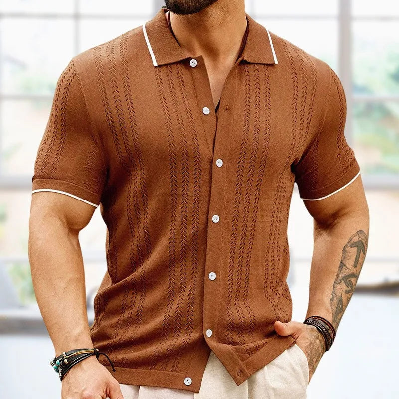 Breathable & Classic Cotton Knit Polo Shirt for Men – Leano