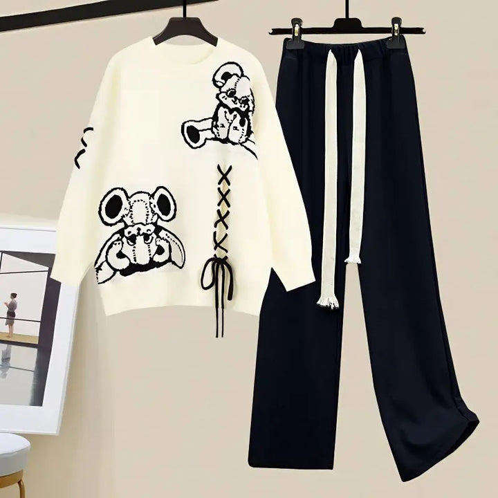 Two-piece women's set with pullover and wide-leg pants – Valeria