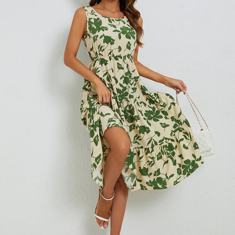Sommerligt midi-kjole med blomsterprint – Fenna