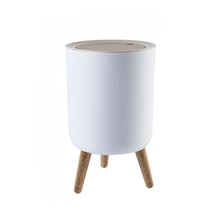 Wood High-Base Trash Can with Press Lid – EcoBin