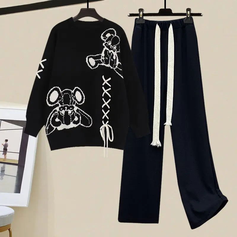 Two-piece women's set with pullover and wide-leg pants – Valeria