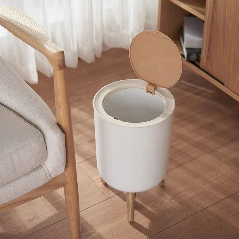 Wood High-Base Trash Can with Press Lid – EcoBin