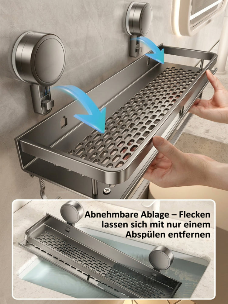 Suction Cup Bathroom Shelf | No-Drill | Drainage Rack Organizer 2