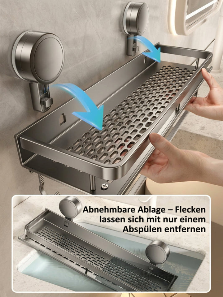 Suction Cup Bathroom Shelf | No-Drill | Drainage Rack Organizer 2
