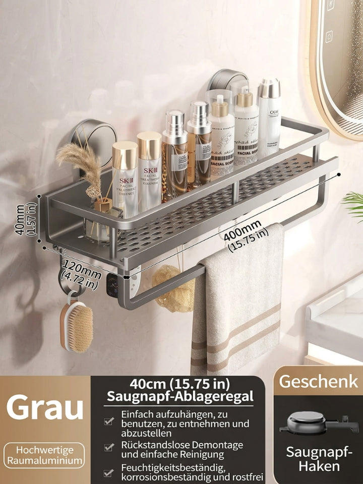 Suction Cup Bathroom Shelf | No-Drill | Drainage Rack Organizer 7