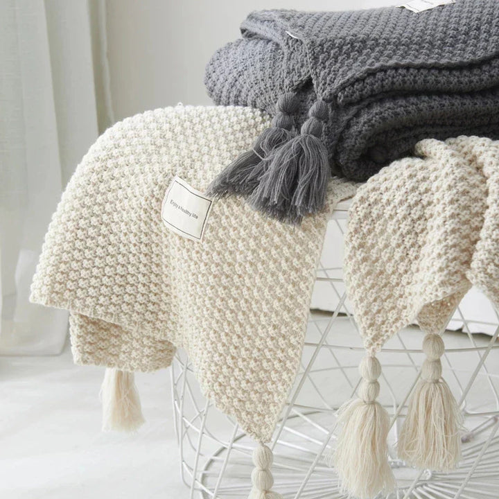 Scandinavian Knit Wool Blanket - Aurora