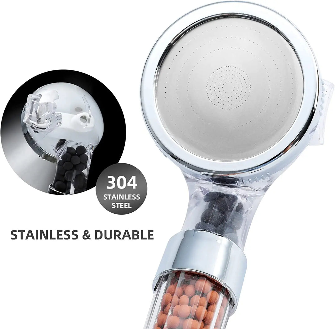 Cabezal de ducha de alta presión y ahorro de agua con filtro - AquaGlow