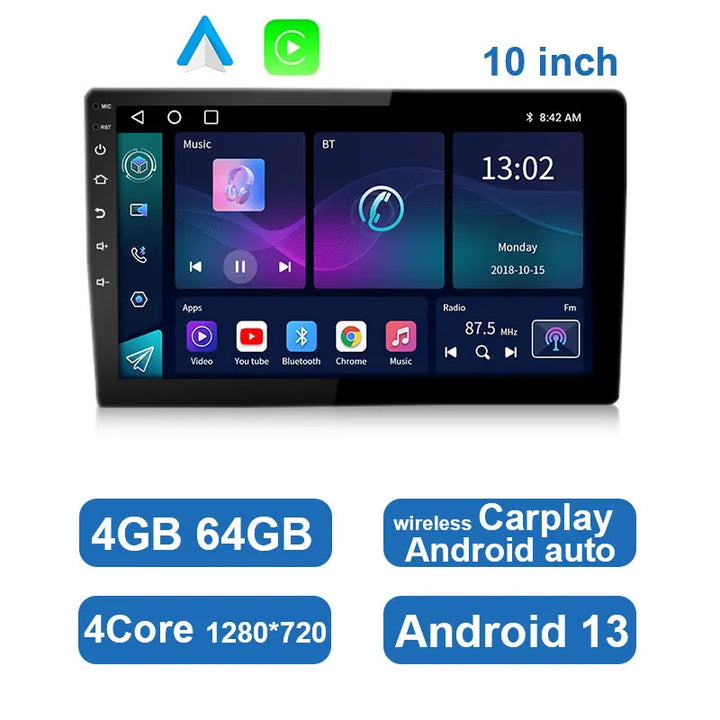 Universal Android Car Radio with Touchscreen, GPS, and Wireless CarPlay