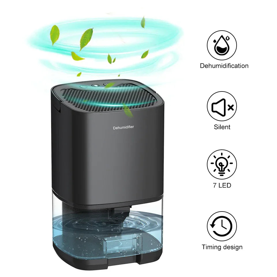 1000ml Portable 2-in-1 Dehumidifier with Air Filter and Night Light – Aveline