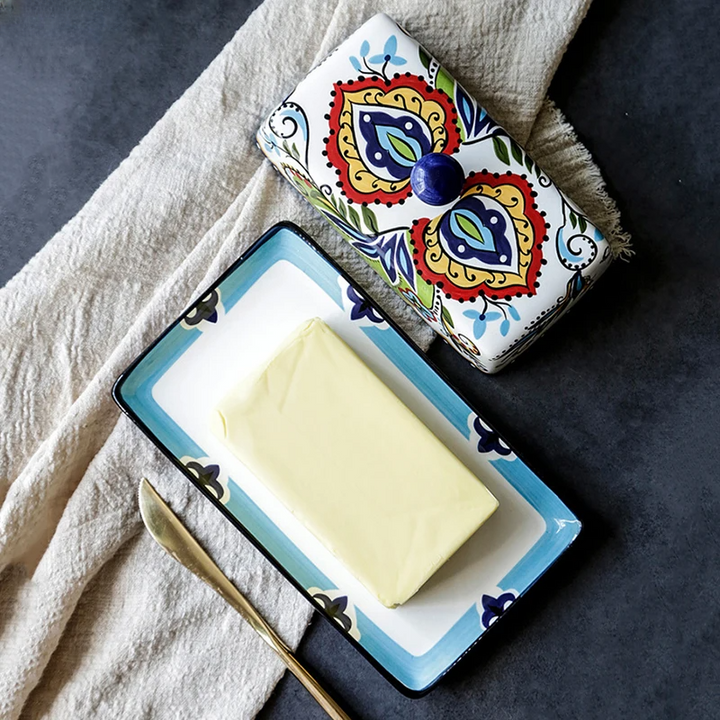 Hand-painted butter dish in Tuscan style - TuscanCharm