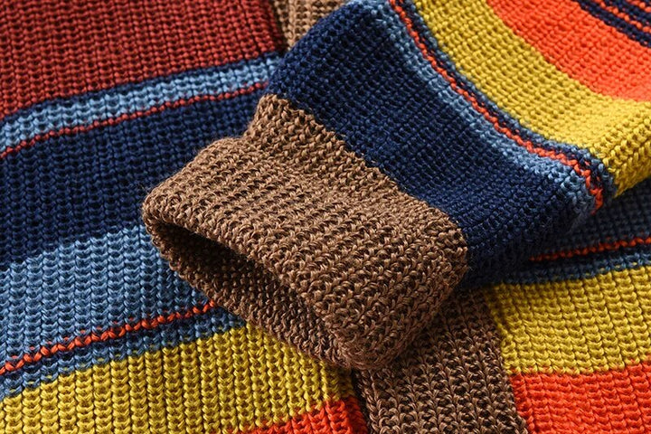 Men's Knit Cardigan with Colourblock and Geometric Pattern – Leandro