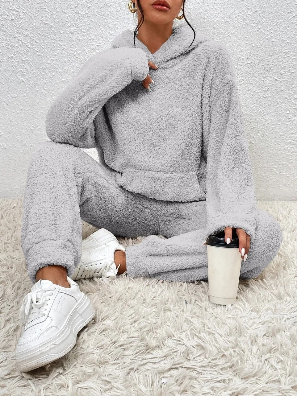 Ultra-comfortable teddy house suit with hood - Lana