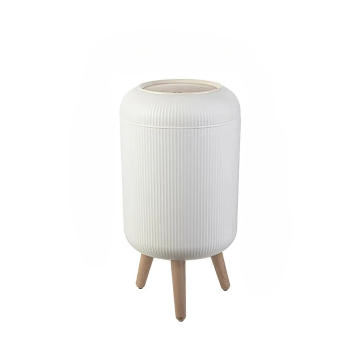 Wood High-Base Trash Can with Press Lid – EcoBin