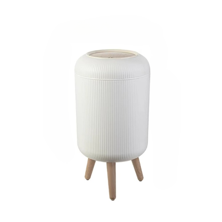 Wood High-Base Trash Can with Press Lid – EcoBin
