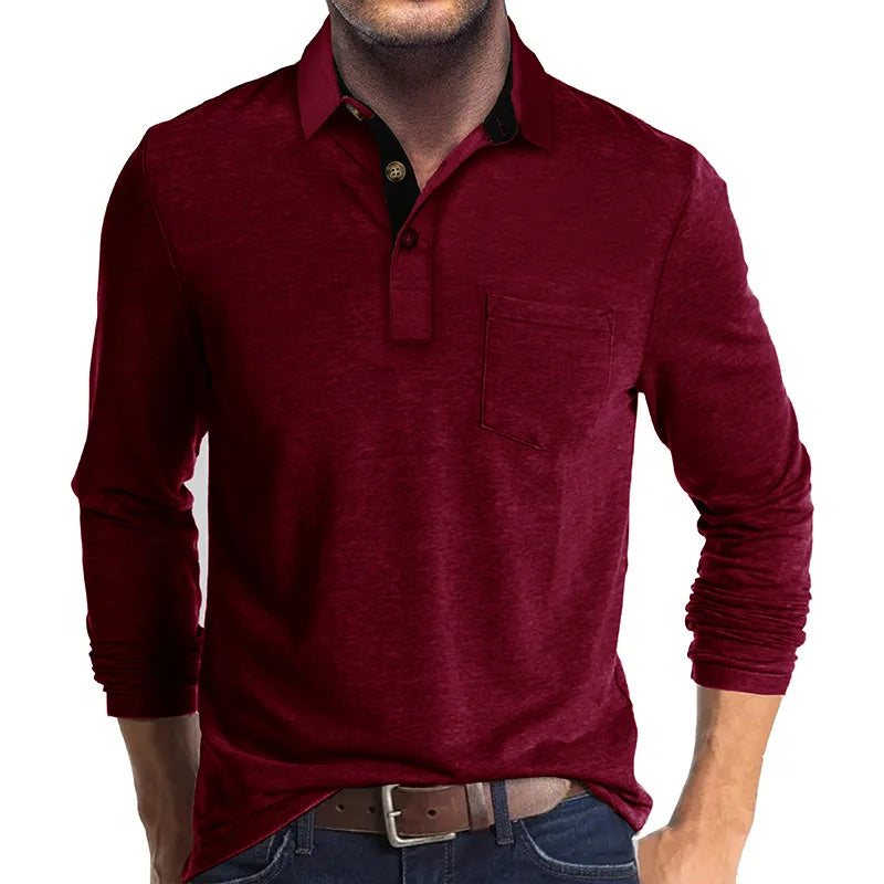 Men's long-sleeve polo breathable & versatile – Matteo