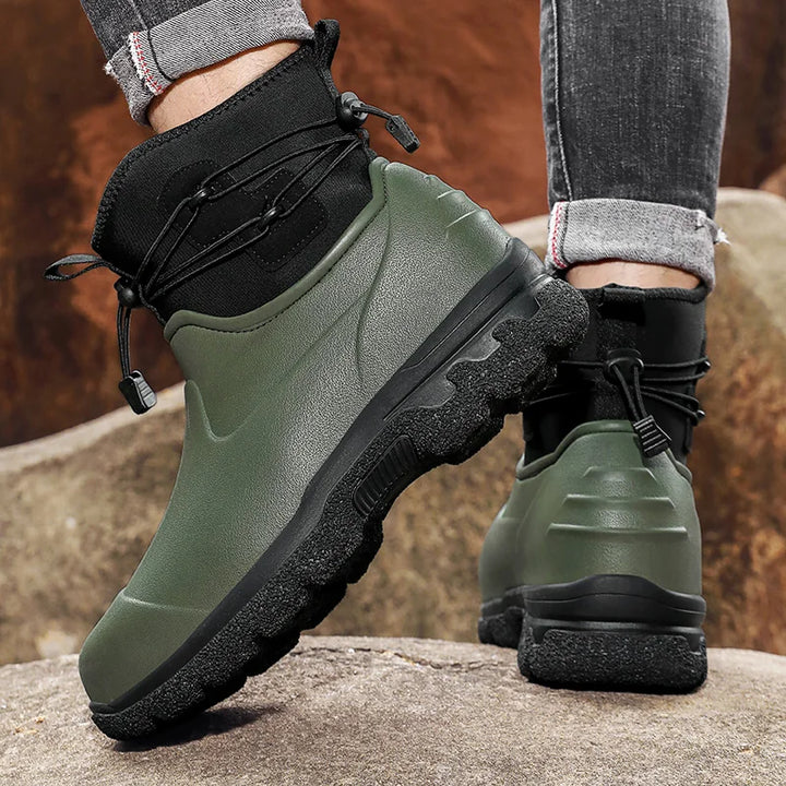 Men's Waterproof Rain Boots with Ankle Strap & Tread Sole – Darius