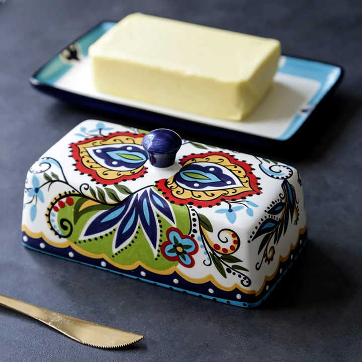 Hand-painted butter dish in Tuscan style - TuscanCharm