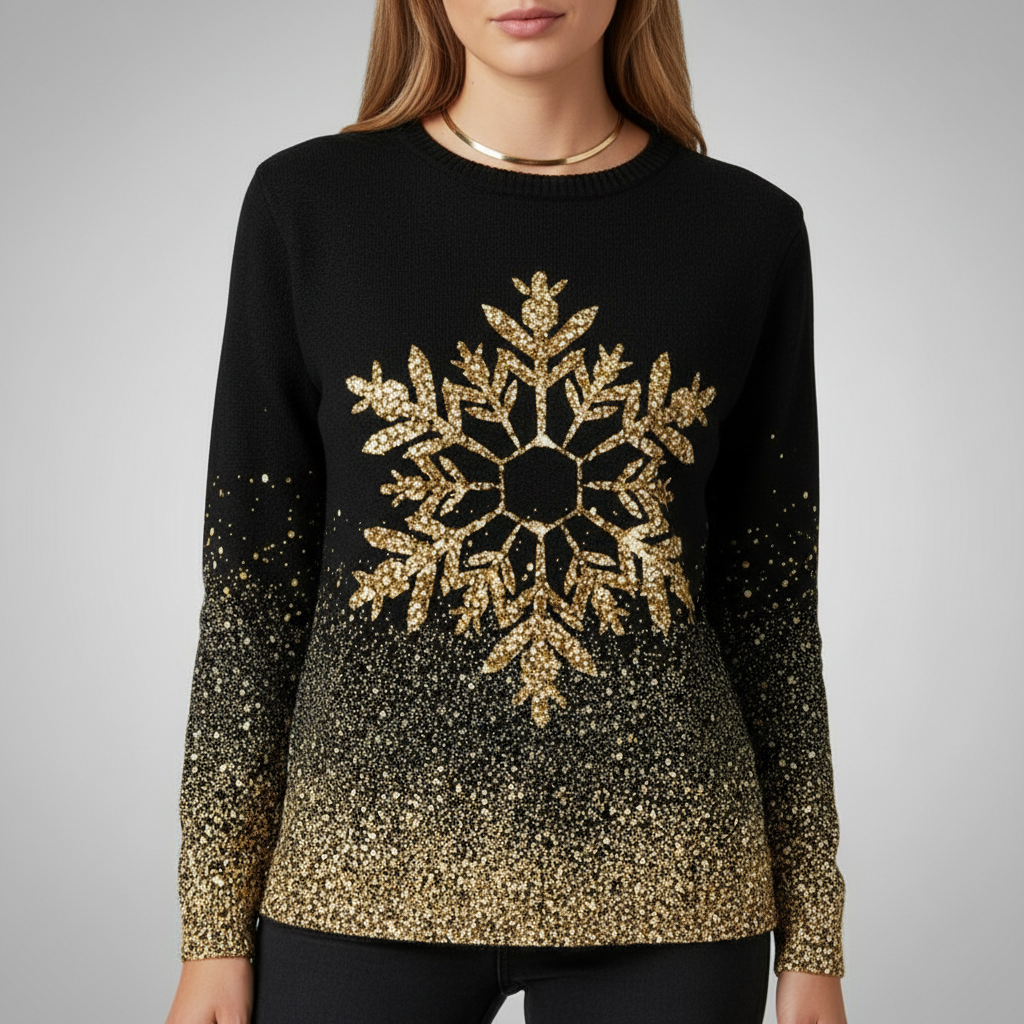 Schwarzer Pullover Mit Motiv - Rebecca