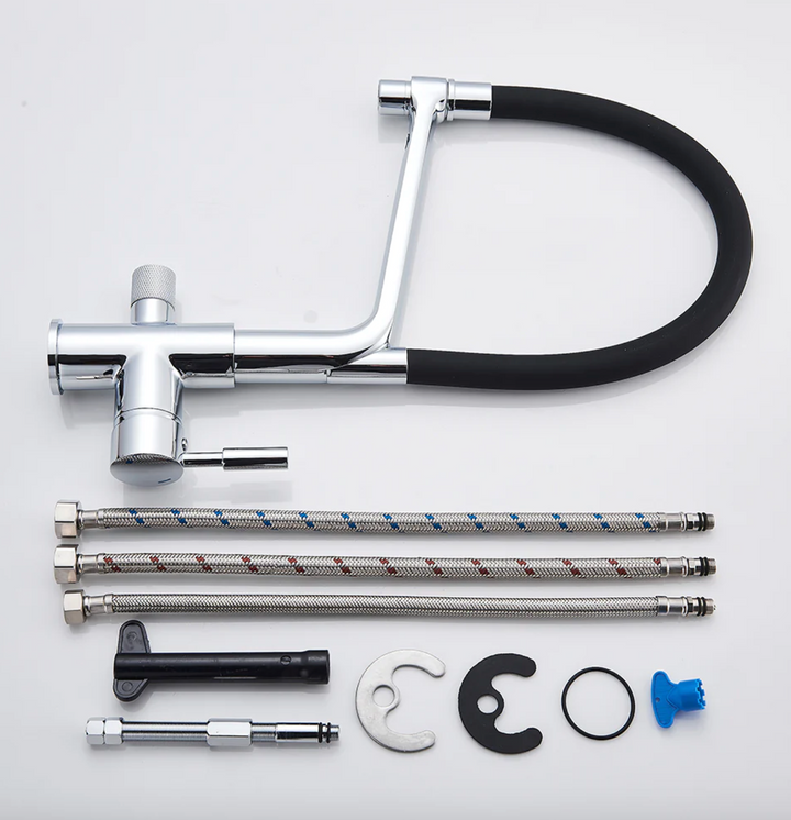 Kitchen faucet with dual spout and water filtration – PureFlow Duo