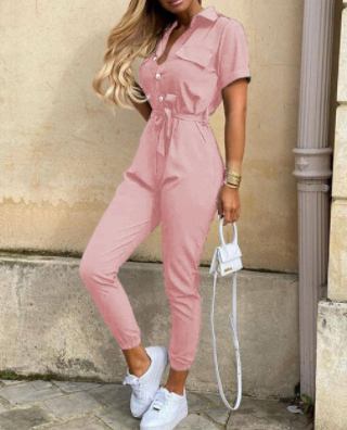Trendy retro-jumpsuit med knappeliste – Velia