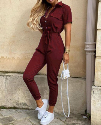 Trendy retro-jumpsuit med knappeliste – Velia