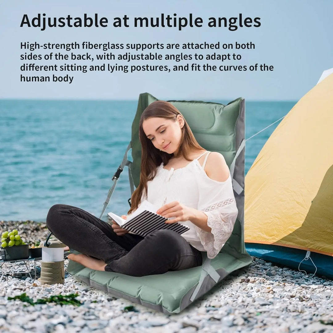 Foldable inflatable seat with backrest for outdoor camping – Taron