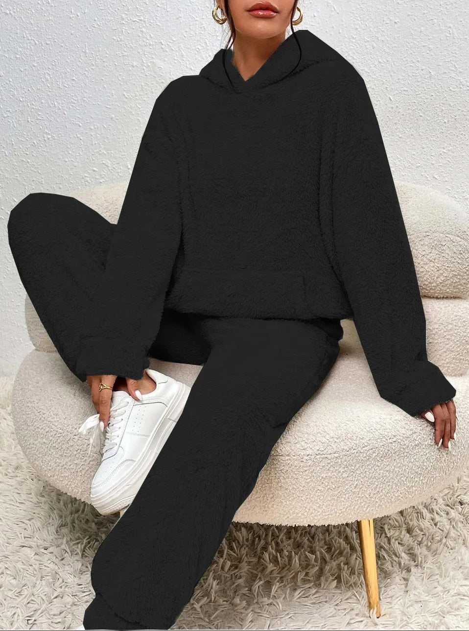 Ultra-comfortable teddy house suit with hood - Lana