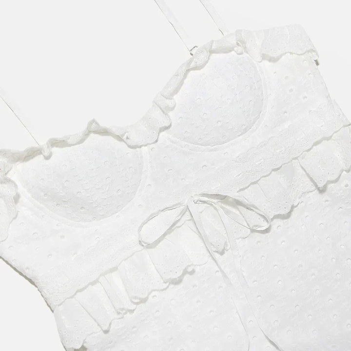 Stylish Embroidered Camisole Maxi Dress in White – Alina